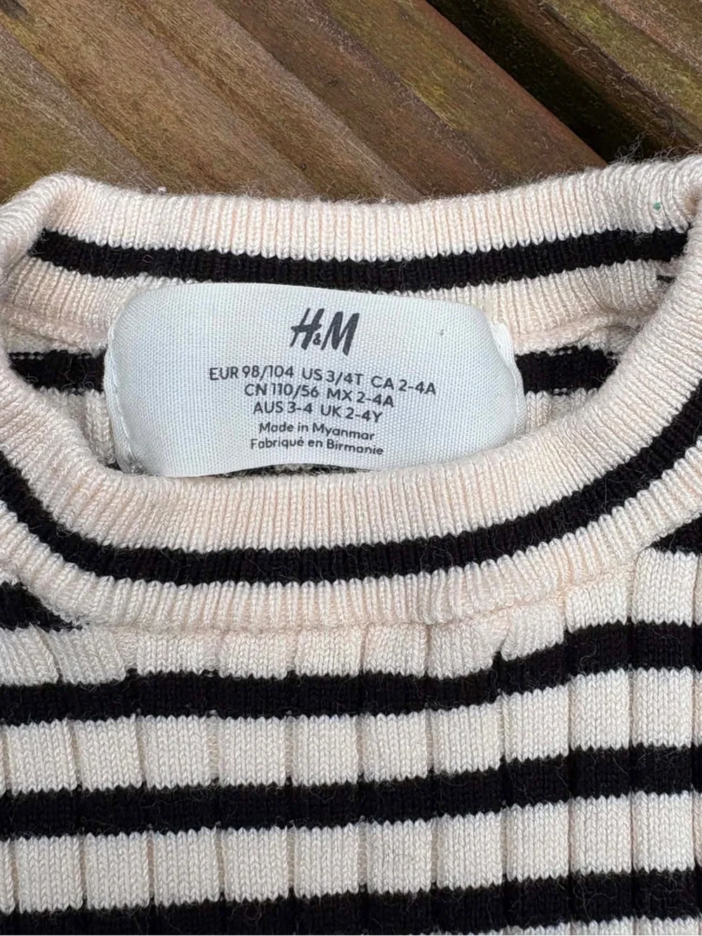 H&M Cream and Black Striped Ribbed Top